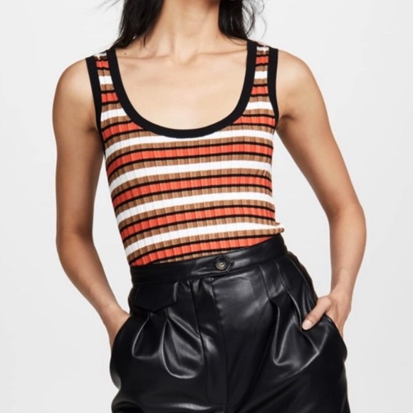 Veronica Beard Tops - NWT Veronica Beard orange striped ribbed tank top